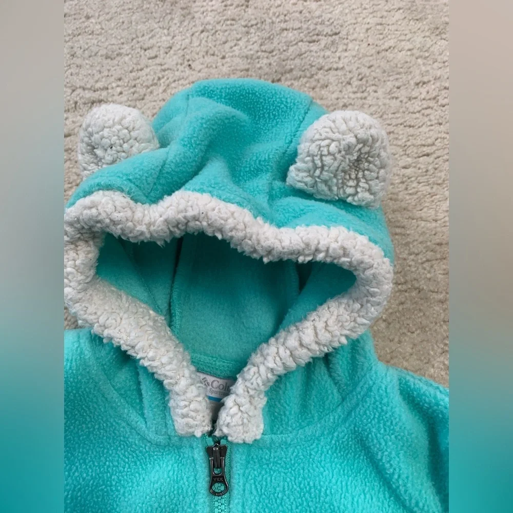 Columbia Size 12-18 Months Teal Fleece Tiny Bear II Bunting